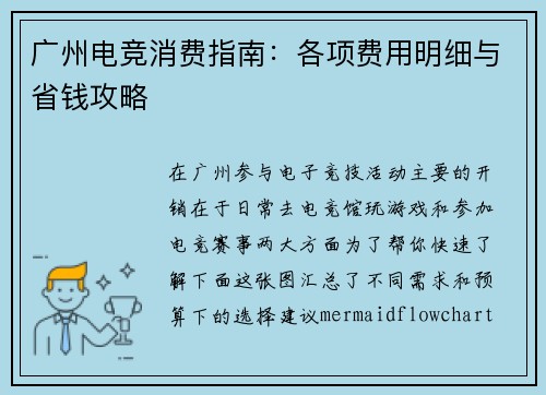 广州电竞消费指南：各项费用明细与省钱攻略